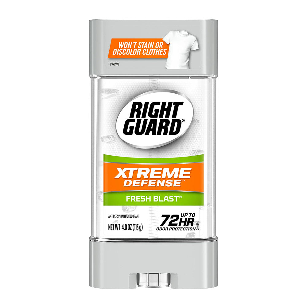 Right Guard Xtreme Defense Antiperspirant Deodorant Gel, Fresh Blast, 4 Oz